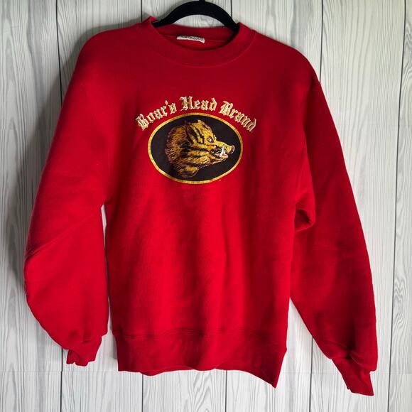 Vintage Sweatshirt Small Red Boars Head Brand Made in USA Genus - Picture 2 of 7